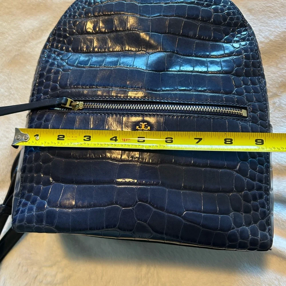 Tory Burch(AUTHENTIC) • Blue Croc-Embossed Backpack • - Picture 3 of 13